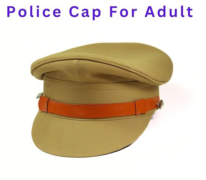 Cotton Blend Police Cap for Men | Brown Khakhi Color Cap for Inspector