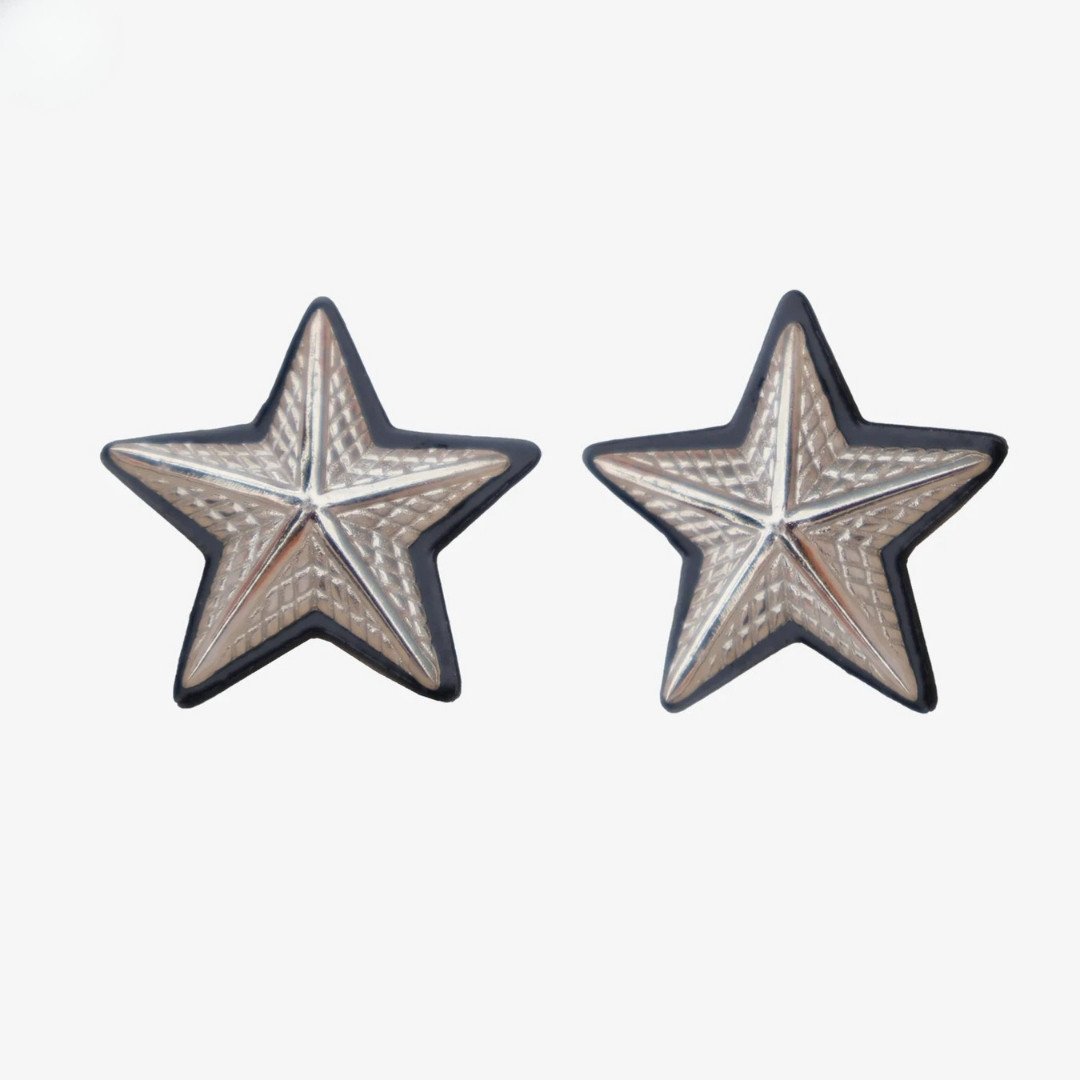 Police Shoulder Stars with Black Metal Back